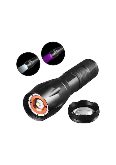 Valkyrie Çift Fonksiyonlu Ultraviyole Mor Işık Ve Xml-t6 El Feneri Dual Mode 2000 Lümens Siyah