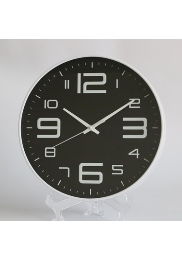 Maiyame 12 İnç 30cm Sessiz Duvar Saati - Modern Tasarım, Ev Ve Salon İçin, Keskin Rakamlar, Dayanıklı Malzeme, Beyaz Çerçeve Siyah Arka Plan Siyah