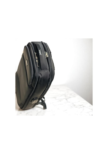 Orta Boy Laptop Gözlü Sert Kasalı Sırt Çantası Baggaj S24132 Siyah - Gri