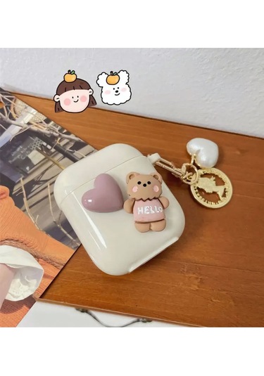 Iphone Pro/pro2 Nesil Uyumlu Koruyucu Bluetooth Kulaklık Kılıfı Figürlü Ayıcık Airpods Pro/pro2 Nesil