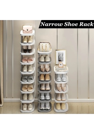 Flybuy Bosphorusboutique Rafı, 5 Katmanlı Dar Ambition Beyaz Ayakkabı, Minimalist Tasarım Beyaz