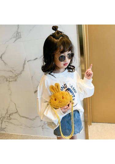 Sevimli Tavşan Çocuklar İçin Peluş Omuzdan Askili Çanta Karikatür Postacı 02 02 Çok Renkli