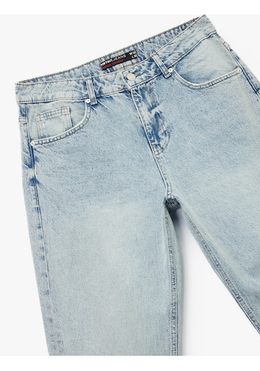 Koton Normal Bel Pamuklu Vintage Straight Fit Jean Pantolon Petrol 6wam40018ıd PETROL