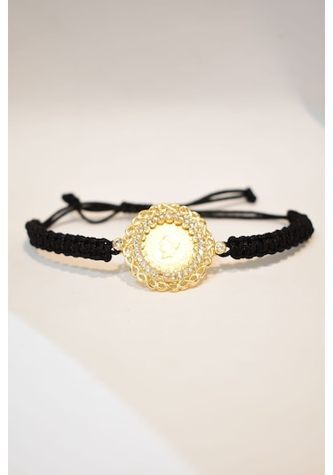 Yenigün Kuyumculuk 22 Ayar Çeyrek Altın Siyah Ipli Bileklik