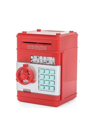 Kişiye Özel Şifreli Otomatik Kağıt Para Alan Kasa Kumbara Kırmızı