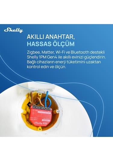 Shelly 1pm Gen4 Enerji Ölçümlü 16a Akıllı Röle