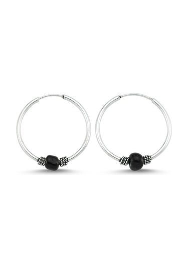 Takı Dükkanı Boncuklu Gümüş Halka Küpe 16 mm wsk09-16