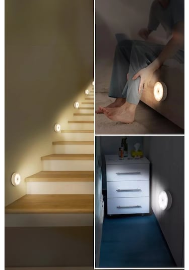 Thentech Merdiven Yanı Hareket Sensörlü Lamba Led Oda Masa Altı Dolap İçi Beyaz