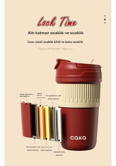 Retro Saman Çift İçecek Seramik Termos Bardak-parşömen