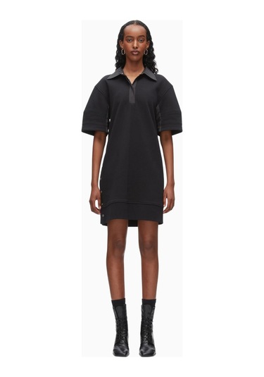 3.1 Phillip Lim Terry Polo Kadın Elbise, Fransız Havlu Kumaş Siyah