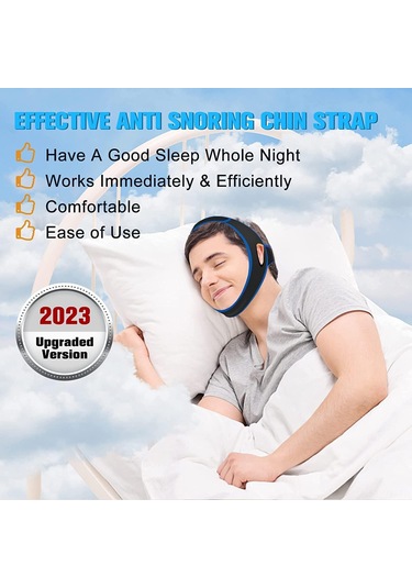 Vkemall Mavi Kenarlı Üçgen Tipi Uyku Çene Kayışı - Fiziksel Yardımcı, Konforlu Malzeme, Kolay Kullanim Ve Ayarlama