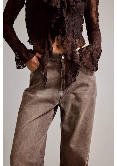 Defacto Wide Leg Geniş Bol Paça Jean Pantolon G2906ax25aubn336 Kahve