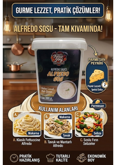 Alfredo Sos 1000 Gr Makarna Sosu Toz Parmesan Lezzeti