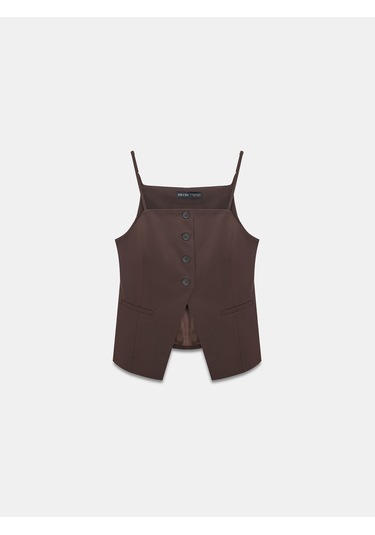 Dilvin 60605 Askılı Asimetrik Kesim Yelek-kahve Kahve