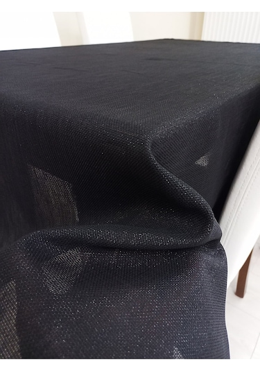 Etamin Dokulu Keten Görünümlü Dertsiz Masa Örtüsü Siyah