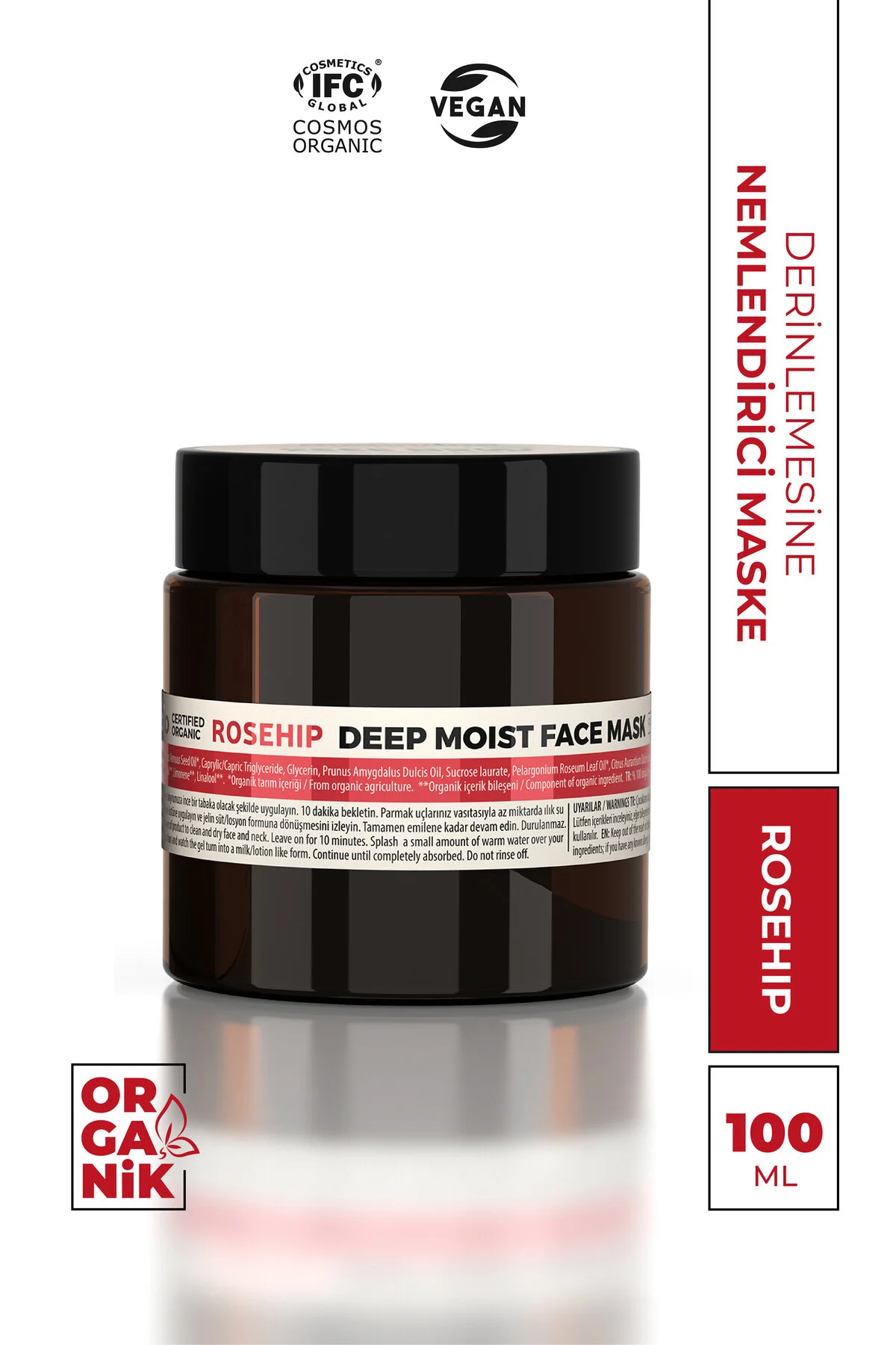 Monoibio Rosehip Organik Yüz Bakım Maskesi - Yorgun Donuk Mat Ciltler Için Derinlemesine Nemlendirme 100 Ml