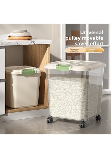 Ranyeek Gıda Kalitesi Pp Plastiği Muhafaza Kabı - Nem Ve Haşere Engeli - Büyük Kapasite 10 Kg - Mutfak Tahıl Saklama - Ölçü Kasesi İçerir Beyaz Diğer