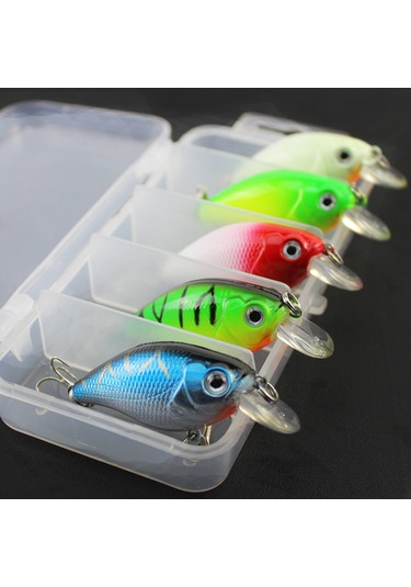 Maiyame 5 Adet Abs Crankbait Balık İğnesi Seti - Canlı Yüzme Hareketi, Renkli, Çift Üçlü İğneler Ve Bölmeli Kutu İle