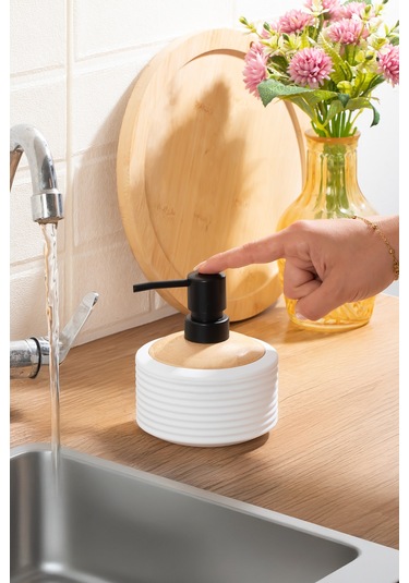Porsima 3125 Banyo Ve Mutfak Sıvı Sabunluk 350ml Beyaz-ahşap Beyaz
