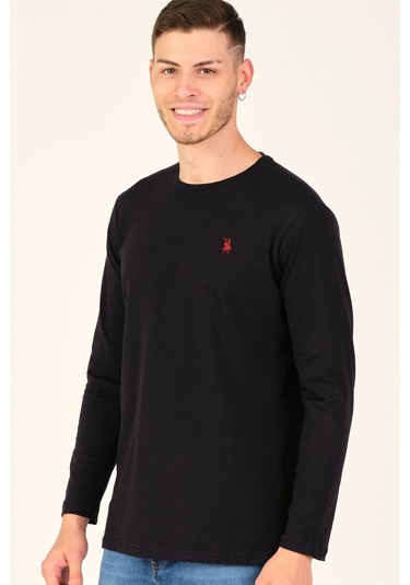 T8588 Dewberry Bisiklet Yaka Uzun Kol T-shırt-kömür Siyah Kömür Siyah