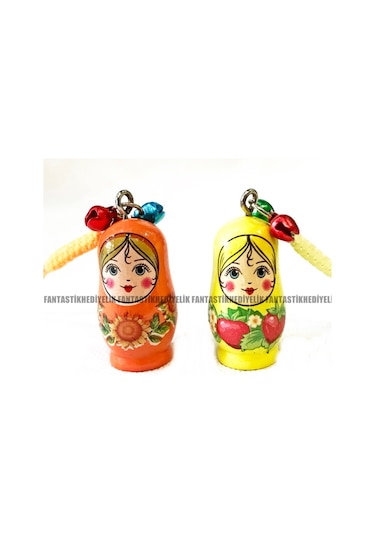 Matruşka Iç Içe Geçmeli Ahşap Rus Bebek Araba Ayna Süs Anahtarlık