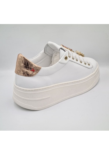 Greyder 59273 Beyaz Altın Hakiki Deri Kalın Taban Kadın Sneaker Beyaz