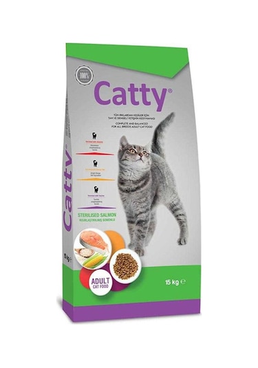 Catty Kısırlaştırılmış Somonlu Yetişkin Kedi Maması 15 KG