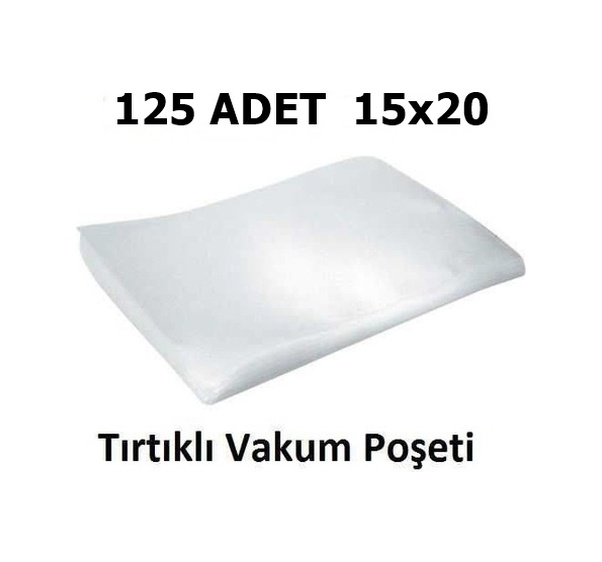 Tırtıklı Vakum Makinesi Poşeti Torbası- 15X20 Cm - 125 Adet