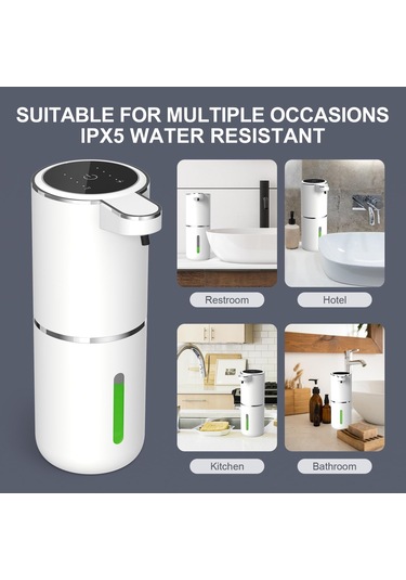 Qianfan Otomatik Köpük Sabunluk, Güç Ve Dişli Ekranı, 380ml Beyaz - Mavi