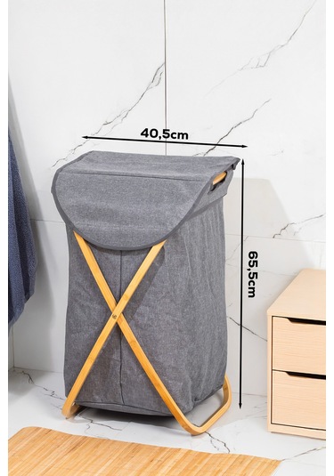 Porsima Mio-100 Bambu Banyo Kirli Çamaşır Sepeti Banyo Düzenleyici Sepet Renkli