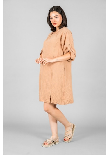 Midi Boy Elbise Camel