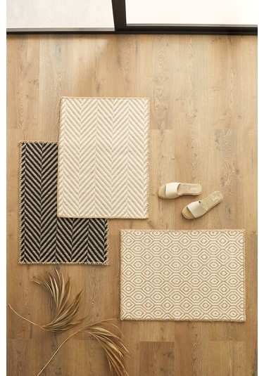 Ocean Home Textile Ekru Renk Balıksırtı Jüt Paspas 50  x  70 CM