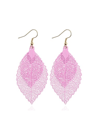 Çift Katmanlı Yapraklar Püskül Küpe Basit Retro Metal Yaprak Kulaklar Süsler Royalblue Sarı