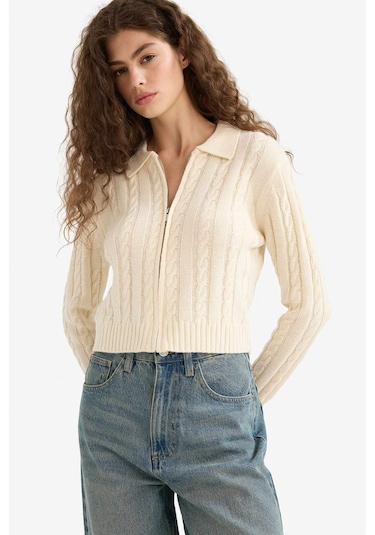 Defacto Regular Fit Polo Yaka Hırka A3331ax25wner103 Ekru Defacto Regular Fit Polo Yaka Hırka A3331ax25wner103 Ekru