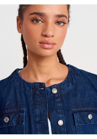 Dilvin 65365 Dört Cepli Kısa Denim Mont-lacivert Lacivert