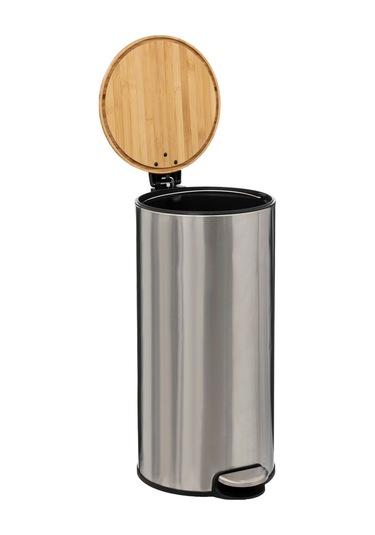 5five Çöp Kovaları Simply Smart Bambou 30 Lt Metal Inox