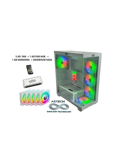Aztech AZT101 W ATX Oyuncu Bilgisayar Kasası Beyaz