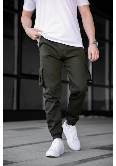 Kargo Cepli Gabardin Kumaş Haki Renk Erkek Pantolon-1796 Haki