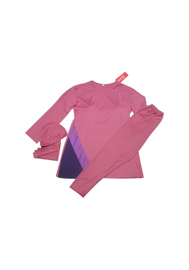 Kadın Battal Boy Likralı Tesettür Mayo Üstü Pedli Yapışmaz Gülkurusu