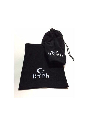 Lavinya Türk Ve Bayrak Işlemeli Boyunluk Bere Siyah