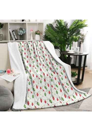 Noel Desenli 50x60 İnç Polar Battaniye, Yumuşak, Hafif Ve Kalın, Erkek, Kadın Ve Çocuk İçin Noel Işığı Çizgili