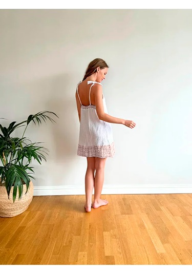 Süper Hafif %100 Pamuk 2 Katlı Müslin Gecelik Gecenin Vazgeçilmezi Nefes Alır Gots Sertifikalı Bordo