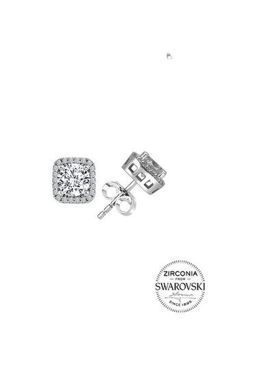 Gümüş Swarovski Taşlı Pırlanta Modeli Kare Üçlü Set