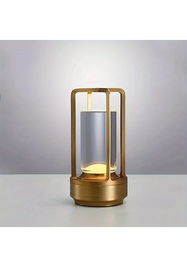 Honeybeeshop Altın 1 Adet Şarj Edilebilir Kristal Masa Lambası 2000mah Led Vintage Işık Kablosuz Taşınabilir İç Dış Mekan Dekor Kamp