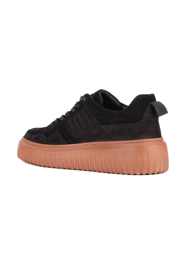 Shoetyle - Siyah Hakiki Süet Bağcıklı Erkek Sneaker 115-k502-1332 Siyah