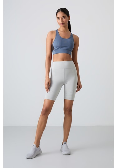 Tommy Life Taş Polyester Esnek Standart Fit Performans Kadın Biker Tayt - 91012 Taş