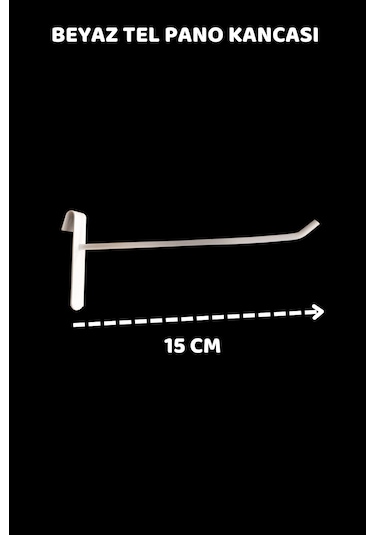 15 Cm - 100 Adet Beyaz Tel Pano Kancası Raf Askısı Beyaz
