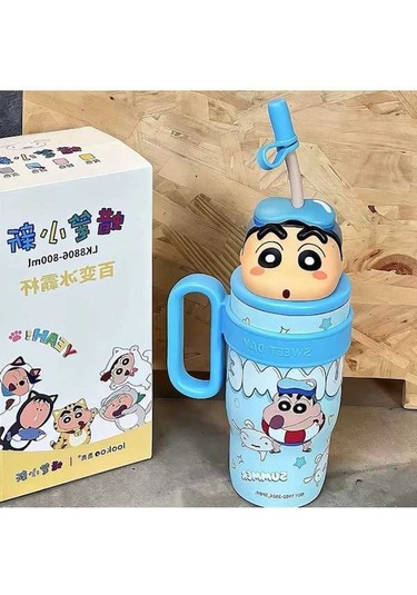 Pazly Taşınabilir Büyük Kapasiteli 800ml Yalıtımlı Hasır Bardak Mavi Mavi