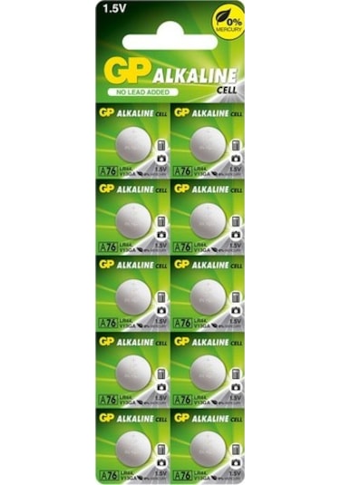 GP A76 LR44 1.5V Alkalin Düğme Pil 10 x 5'li