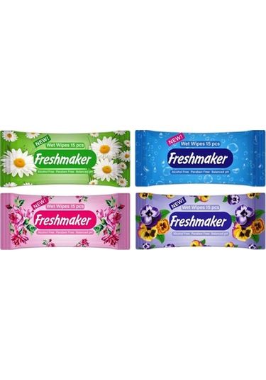 Freshmaker Islak Cem Mendil - Alkolsüz Ve Ph Dengelenmiş - Çiçeksi Kokular - 15 Adetlik 20 Paket 20'li Set